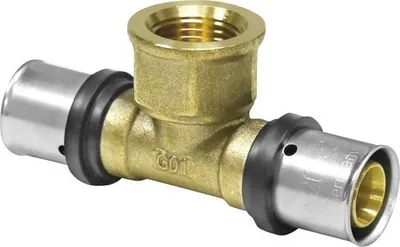 Produktbild von veporit. Pressfitting T-Stück Connect TH und U-Kontur 16 x 1/2IG x 16 mm für Verbundrohr"