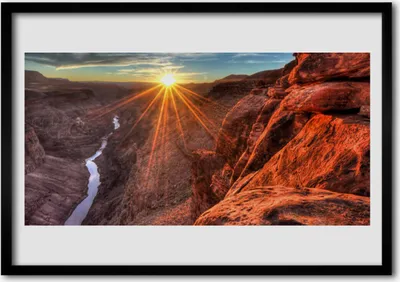 Produktbild von Bild 100x70 MDF-Rahmen Wandkunst Sun Wüsten-Landschaft