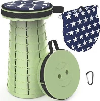 Immagine prodotto di Sgabello pieghevole con cuscino - Mini sgabello da campeggio leggero, telescopico e pieghevole - Verde mare, portata 200 kg