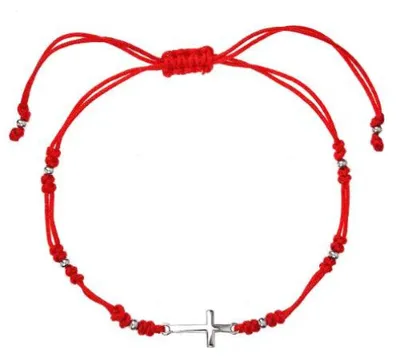 Image de Bracelet Kabbale rouge avec croix 13023.3 rouge