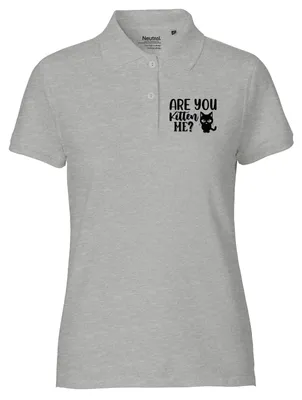 Produktbild von Huuraa Damen Polo Shirt Are you kitten me Katze XS Sport Grey Bio Baumwolle Fairtrade Poloshirt Geschenkidee