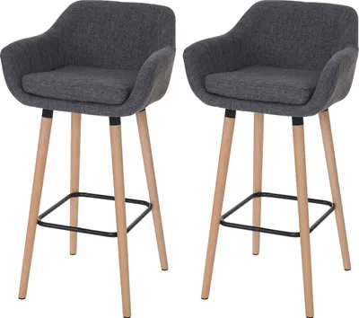 Obrázek produktu pro sada 2 barových stoliček Malmö T381, barová stolička  textil, šedá