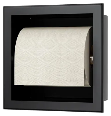 Image de Support pour papier toilette en acier inoxydable noir, à encastrer