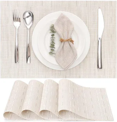 Produktbild von Unyqoos® 6er Vinyl-Platzsets – 30 x 45 cm, hitzebeständig bis 100°C, abwaschbar & rutschfest, 70% PVC/30% Polyester – Tischschutz