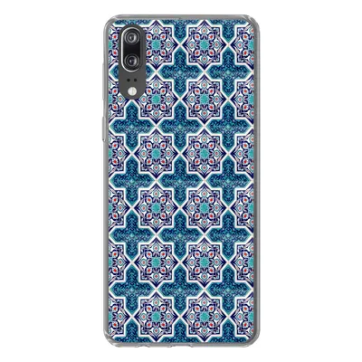 Produktbild von MuchoWow® Handyhülle Schutzhülle Hülle für Huawei P20 Ein marokkanisches Mosaikfliesenmuster, bei dem hauptsächlich die Farbe Blau verwendet wird Silikon Softcase Handy Hülle - Hardcover
