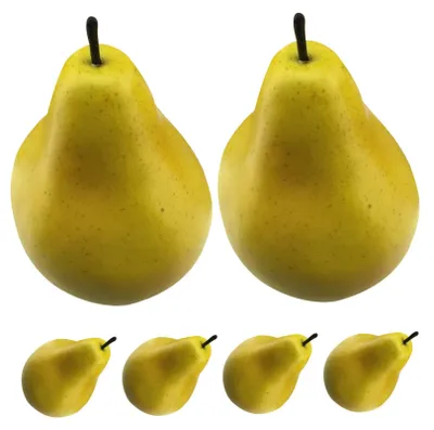 Productafbeelding van Kunstmatige perendecoratie - Realistische vruchtenreplica als fotorekwisiet - 6 stuks voor tafeldecoratie en lesgebruik