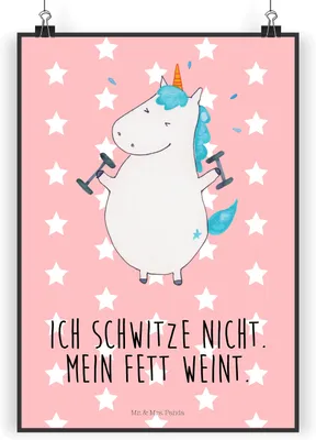 Produktbild von Mr. & Mrs. Panda Bild Einhorn Fitness DIN A4 - Rot Pastell - Geschenk, Unicorn, Wandbild, Sixpack, drucke, Gym, Plakat, Kunstdruck, Fitnessstudio, wanddeko, Einhörner