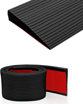 Image de Rampe pour fauteuil roulant - Permet de franchir les seuils - Surface antidérapante - 150 x 8 x 2 cm - Noir