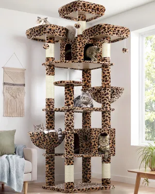 Image de Arbre à chat XXL 209 cm - Arbre à gratter de luxe - 3 plateformes - 2 maisons pour chats
