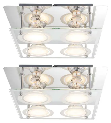 Produktbild von 2x LED Deckenlampe, Glas, Chrom, 4 Flammig, GU10, L 26 cm