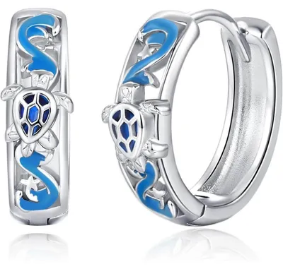 Immagine prodotto di Orecchini a cerchio in argento sterling 925 con motivo di tartaruga, regalo per donne e ragazze
