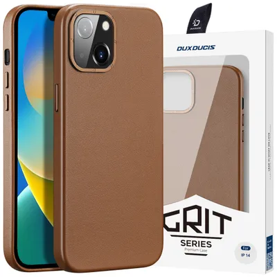 Produktbild von Dux Ducis Grit Lederhülle Für Iphone 14 Plus Elegante Kunstlederhülle (Magsafe Kompatibel) Braun