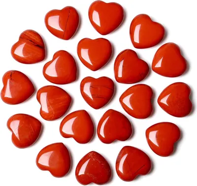 Produktbild von 20 Stück Roter Jaspis Herz Kristall Set für Meditation & Heilung