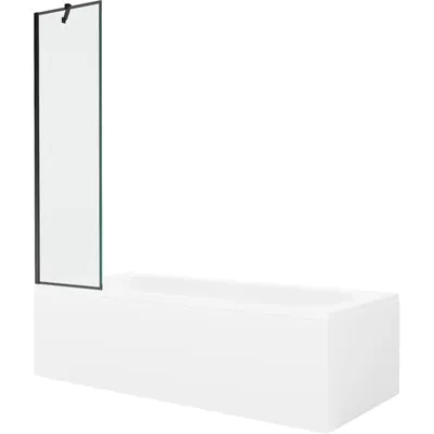 Obrázek produktu pro Mexen Vega obdélníková vana 160 x 70 cm s pláštěm 1-křídlovou zástěnou 50 cm, Černý vzor - 550116070X9505007070