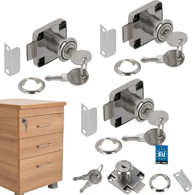 Produktbild von KOTARBAU® 3er Set Möbelschloss 40x40mm zum Aufschrauben für Möbeltüren und Schubladen