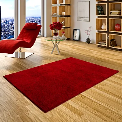 Produktbild von Hochflor Shaggy Teppich Palace Weinrot in 24 Größen, Größe:400x500 cm