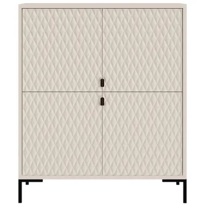Produktbild von BEAUTYSOFA | Highboard MONTREAL 100 cm Kaschmir – Kommode mit 4 Türen, Rautenfräsung, selbstschließende Türen, schwarze Metallbeine
