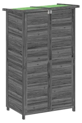 Produktbild von Geräteschuppen aus Massivholz Kiefer für Garten Balkon Terrasse Aufbewahrung Gartengeräte Gartenwerkzeug Schuppen 83 x 57 x 140 cm Grau
