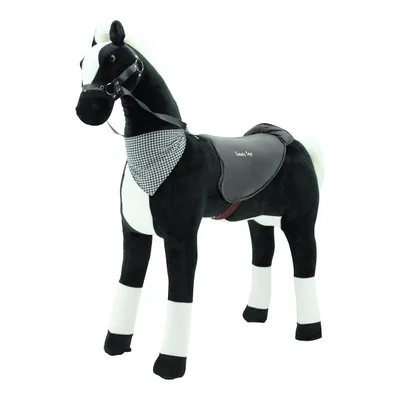 Produktbild von Sweety Toys 12893 Plüsch Stehpferd Sicherheit stabiles Robustes XXL Riesenpferd Höhe 125 cm Pferd Reitpferd mit Stahlunterbau schwarz
