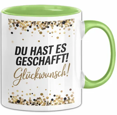 Produktbild von Schüler Abschluss Tasse Geschenk Lustige Geschenkidee Spruch Du Hast Es Geschafft (Grün)