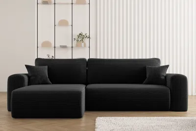 Produktbild von Kaiser Möbel Ecksofa mit Schlaffunktion L-förmiges Sofa Capri Stoff Poso Schwarz Links