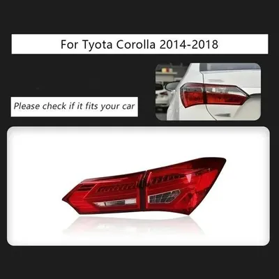 Zdjęcie produktu dla LED-owa lampa tylna, dynamiczny kierunkowskaz, kompatybilna z Toyotą Corolla (2014-2018), czerwona, 2 sztuki