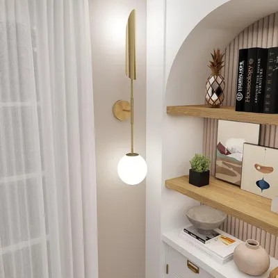 Produktbild von LED Wandleuchte Gold aus Metall & Glas – Retro Design mit warmweißem Licht 21W, LED fest integriert, flimmerfrei & augenschonend – Elegante Wandlampe für Wohnzimmer
