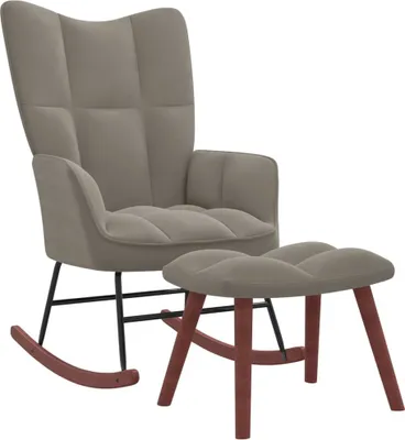 Image de Chaise à bascule avec repose-pied Gris clair Velours