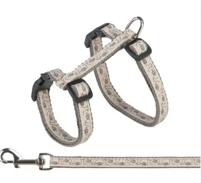 Zdjęcie produktu dla Szelki dla kota TRIXIE, nylonowe, regulowane 27-45 cm, długość 120 cm, szaro-różowe
