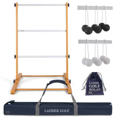 Immagine prodotto di Ubergames - Gioco del golf a scala - Palline da golf morbide - Nero/Bianco - Legno duro - Con borsa, Immagine generata dall'IA