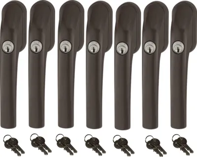 Produktbild von Abus FG300 abschließbarer Fenstergriff braun, im Set 7 Stück gleichschließend, Schließung AL0089 mit insgesamt 14 Schlüssel