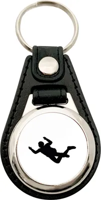 Produktbild von Huuraa Schlüsselanhänger Skydiving Silhouette Metall mit Kunstleder Schlüsselring Einkaufswagenchip Geschenkidee