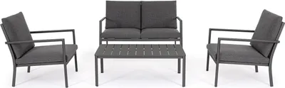 Produktbild von Moderner Garten-Lounge-Sessel Sofa Tisch aus Aluminium Konnor - Anthrazit