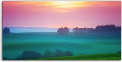 Produktbild von Coloray Glasbild 140x70  Wandbild Glasbilder Deko Landschafts mit Sonnenuntergang