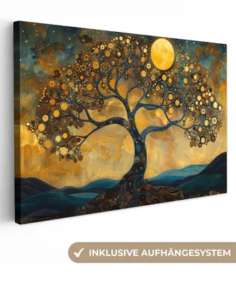 Produktbild von Leinwand Bilder 120x80 cm - Lebensbaum, moderne Wanddeko für Wohnzimmer