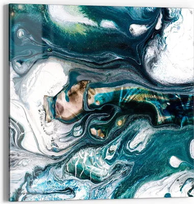 Produktbild von DEQORI Glasbild Echtglas 30x30 cm 'Flüssige Marmorkunst' Wandbild Bild modern Deko