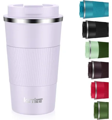 Productafbeelding van Thermobeker voor onderweg, 510 ml, dubbelwandig, lekvrij, lichtpaars