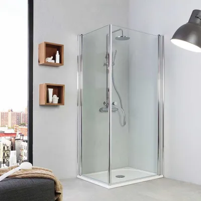 Produktbild von Eckdusche 70x90 cm mit Drehtüren, Chrom teilgerahmt | Cristal