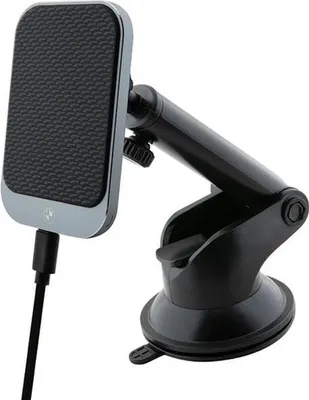 Produktbild von BMW, 15W kabellose MagSafe Signature Edition Autohalterung, Schwarz, für Windschutzscheibe oder Kühlergrill, aus ABS/PC, 102,96 x 64,57 x 26,2 mm, minimalistisches sportliches Design mit geometrischem Motiv & BMW Logo, Teleskoparm, LED-Anzeige