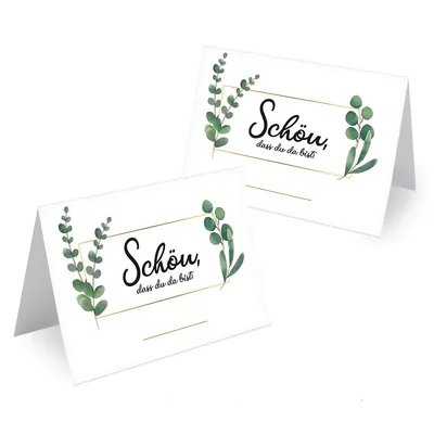 Produktbild von MAVANTO® 100x Design Tischkarten Hochzeit Geburtstag DIN A7 - Platzkarten zum Beschriften in vielen verschiedenen Designs (Eukalyptus)