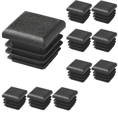 Produktbild von 10x Vierkant Endkappen 30x30mm Geriffelte Rohrstopfen Lamellenstopfen Rohre Eckig, Schutzkappen Schwarz Rohrendkappen