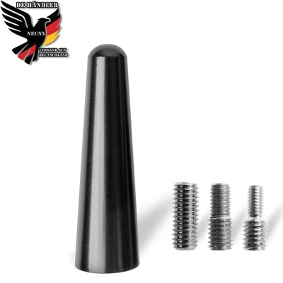 Produktbild von 5cm Autoantenne Kurz Stab Stabantenne Dachantenne Universal Alu TPU Antenne Auto KFZ Dach 16V AM FM DAB Radio mit 3 Adapter M4 M5 M6 Gewinde