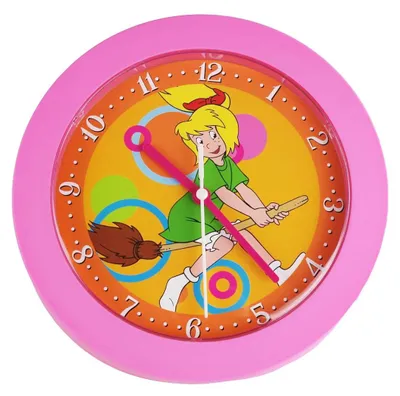 Produktbild von Kinderuhr Bibi Blocksberg Quarz 22x22cm Kinderwanduhr rosa Wanduhr Kinder Uhr