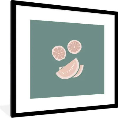 Produktbild von MuchoWow® Gerahmtes Poster Sommer - Obst - Rosa 40x40 cm - Poster mit Schwarzem Bilderrahmen Wandposter Rahmen Foto Bilder - Poster - Plakat im Rahmen