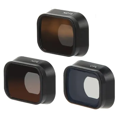 Imagen del producto de Filtros ND (conjunto de 3 unidades) - Polarizador circular (CPL) / ND8 / ND16 - Marco de aluminio - Vidrio óptico - Filtro para lente de cámara de dron - Compatible con Mini 3 Pro