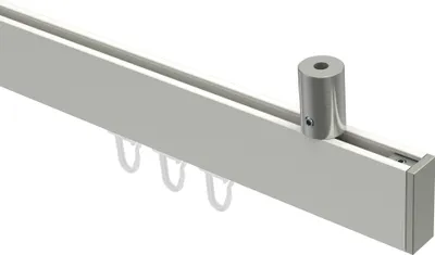 Produktbild von Interdeco Innenlaufstange / Gardinenstange mit Innenlauf Weiß / Edelstahl-Optik, Typ Sonius Paxo (Kappe) Deckenmontage, 14x35 mm 1-läufig, 140 cm