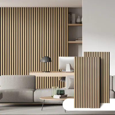 Produktbild von Aopunly Akustikpaneel Wandpaneel Moderne Wandpaneele Akustik HolzwandHolz 2 Paneele MDF Wandpaneele 120x60x2.1cm Eichenholz