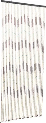 Obrázok produktu pre Bambusová závesná guľa - záves na dvere - 90 x 220 cm - 31 vlákien - drevené a bambusové guľôčky - ochrana proti muchám a komárom - hnedá