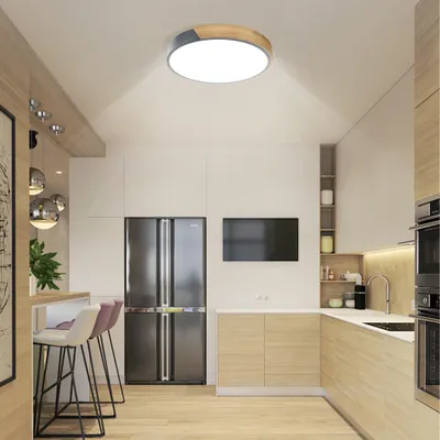 Productafbeelding van VA-Cerulean houten LED-plafondlamp, 96W, dimbaar, 2800-6500K, 7680lm, Ø60cm, grijs