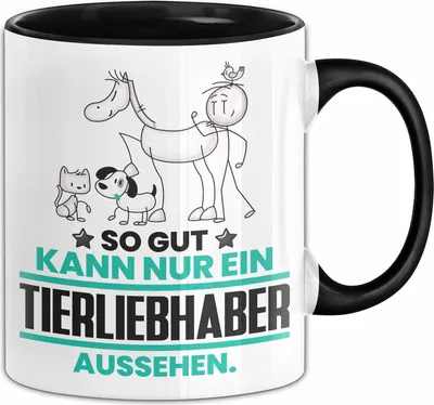 Produktbild von Tierliebhaber Geschenk Tasse So Gut Kann Nur Ein Tierliebhaber Aussehen Geschenkidee Kaffee-Becher (Schwarz)